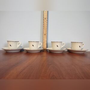 Nespresso N Logo 2 Oz Espresso Demitasse Cup & Saucer Set Of 4 Coffee Tognana